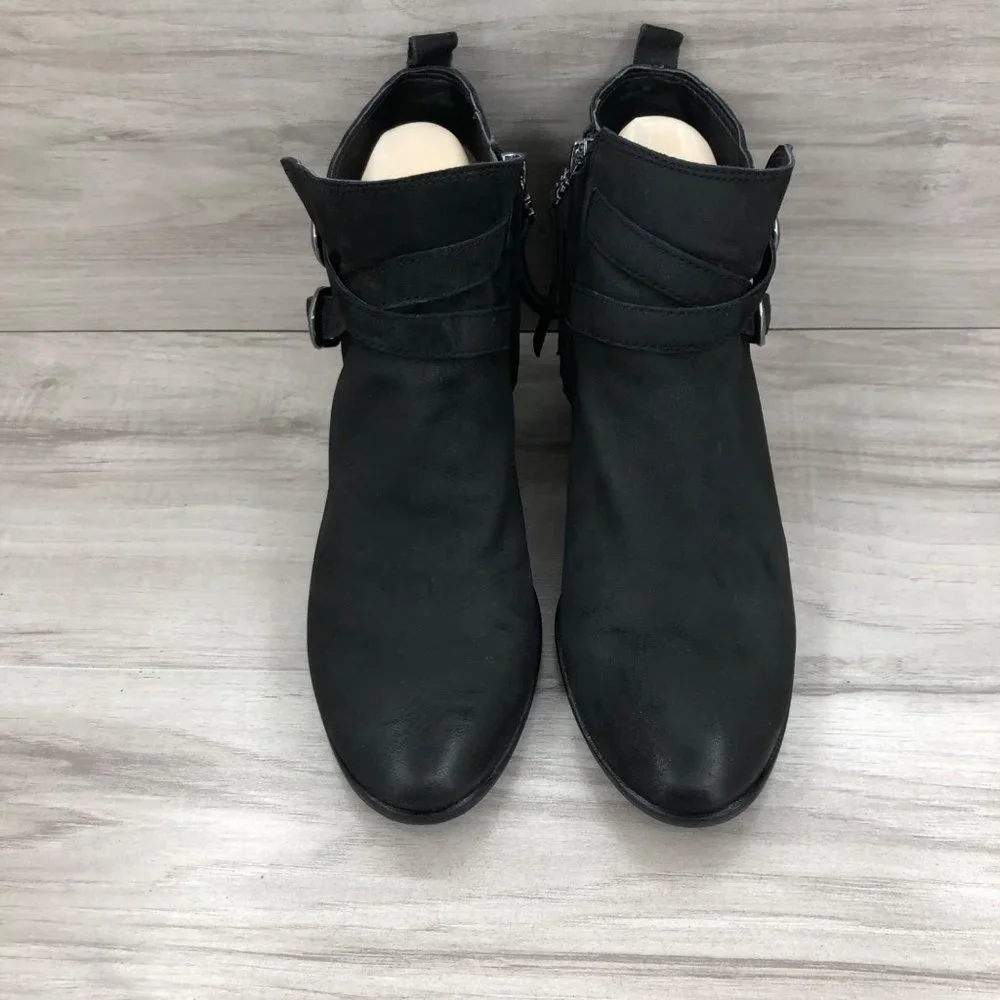Sam Edelman Ankle Boots Women's 7.5 Parlie Soft Leather Distressed Toe Zip Booti